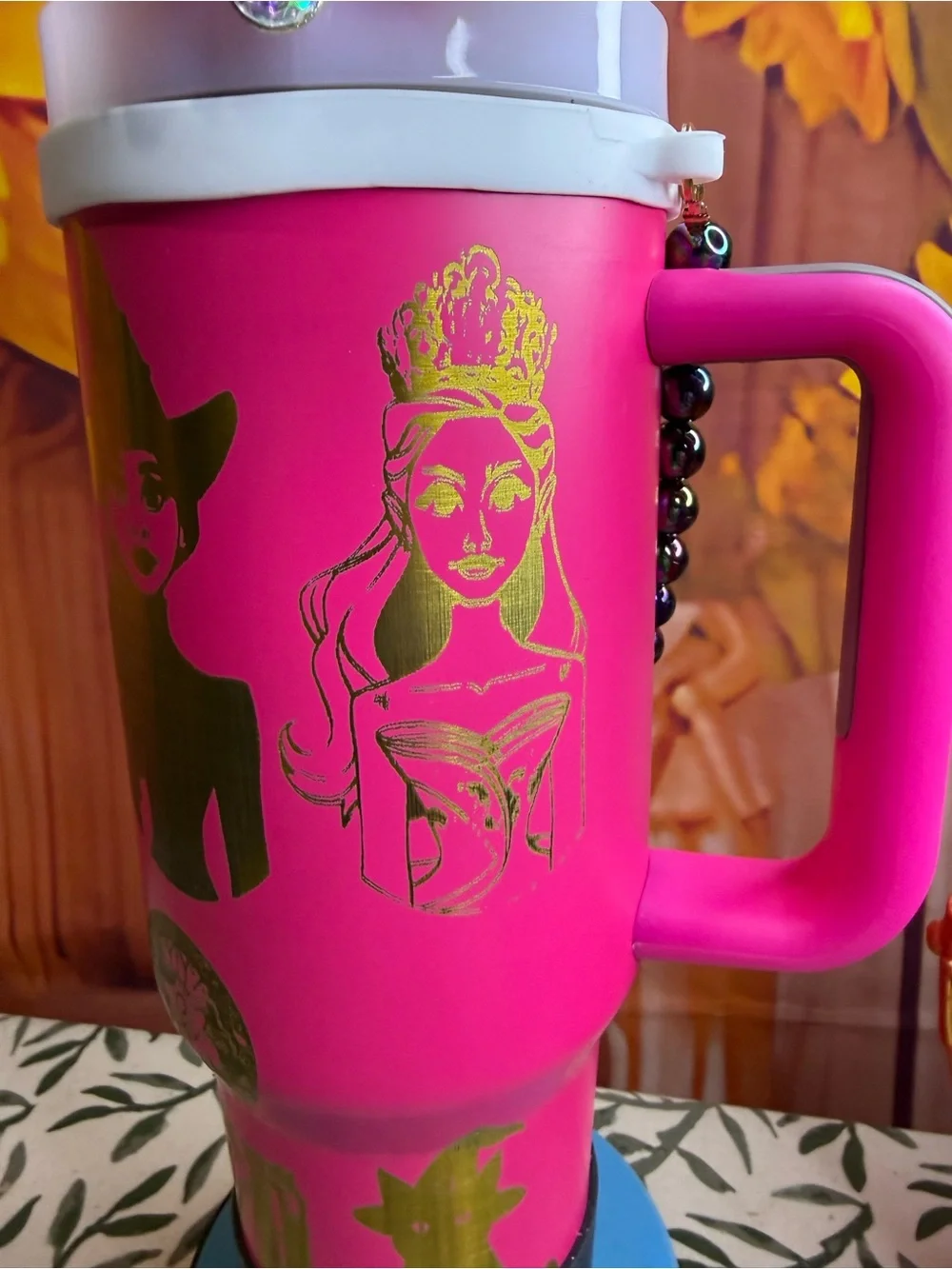 40oz Custom Engraved Wicked Tumbler with Iridescent bling
